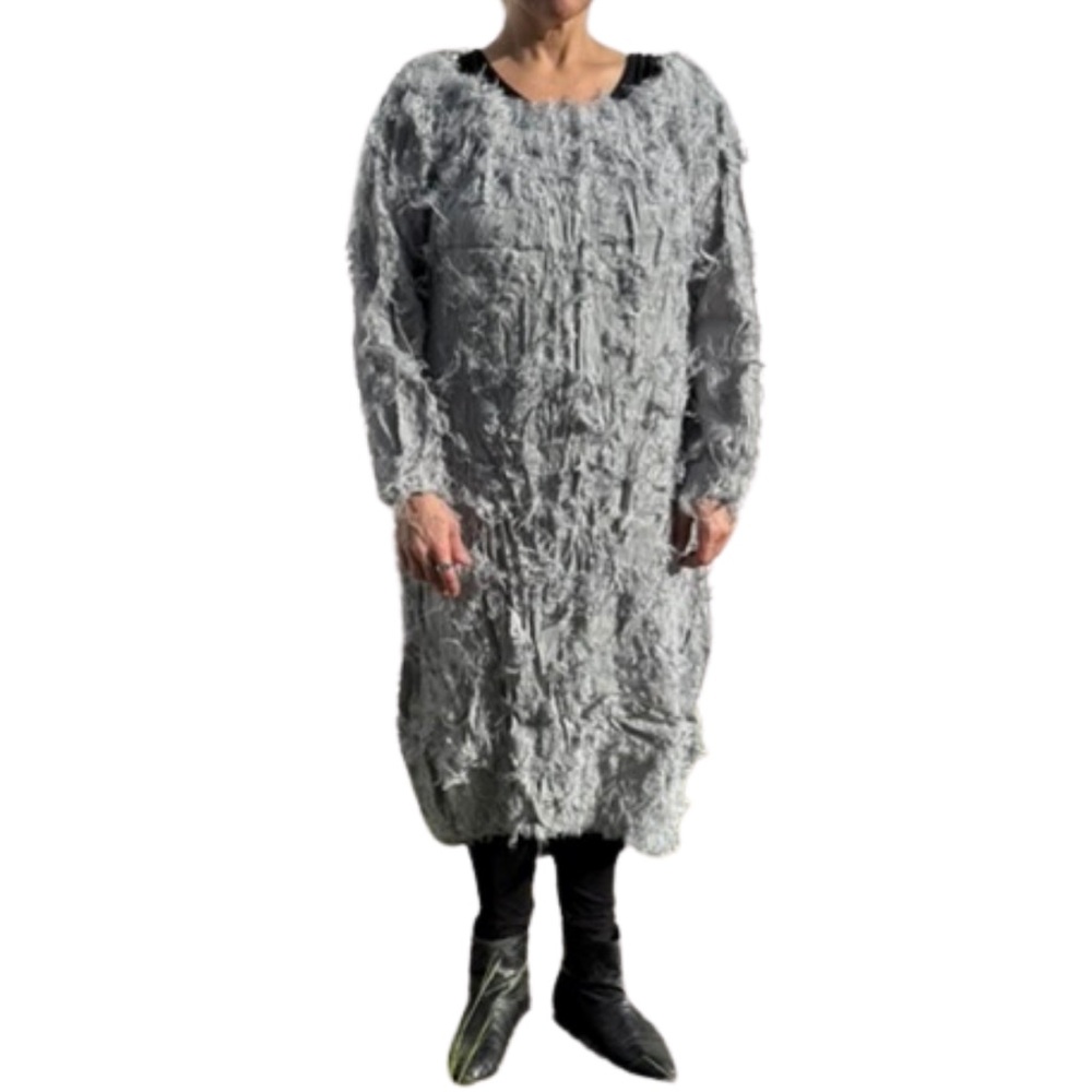 Julia Allert Textured Fleecy Dress Gray Long Sleeve Avant Garde EU XXL